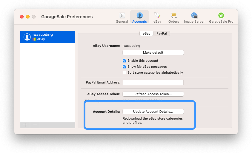 Update Account Details Update Account Details