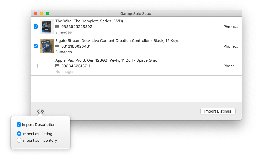Import Listings Import Listings