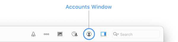 Kontenübersicht-Taste Accounts Button in Toolbar