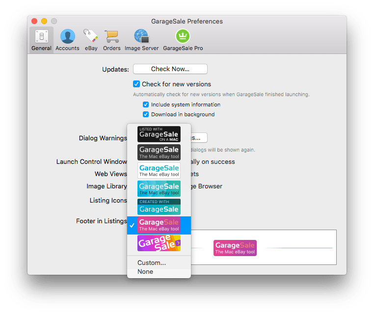 Footer in Listings Fußzeile in Angeboten