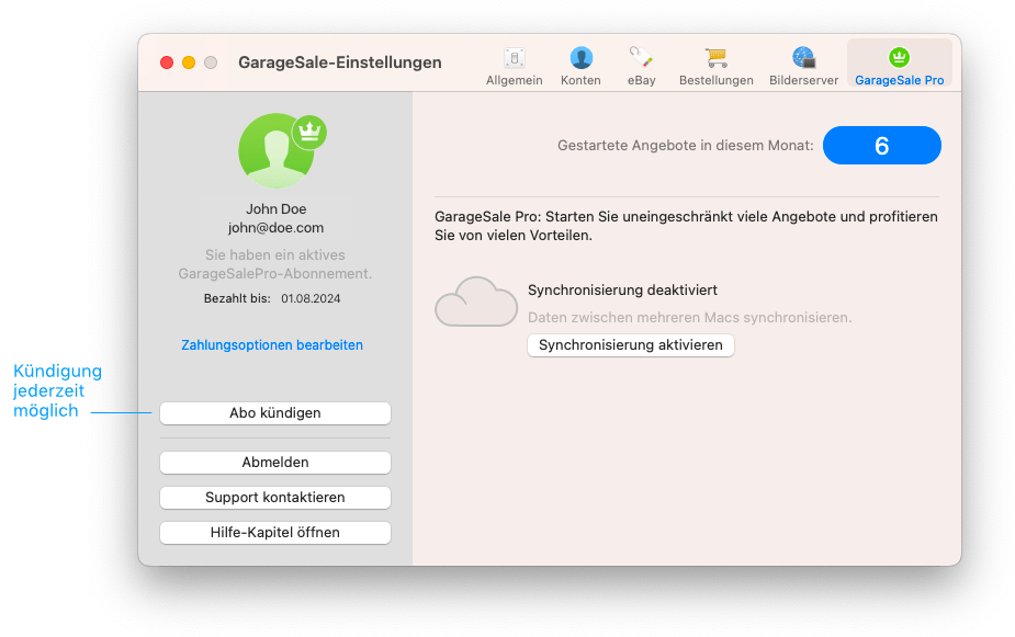 GarageSale Pro Preferences GarageSale Pro Preferences