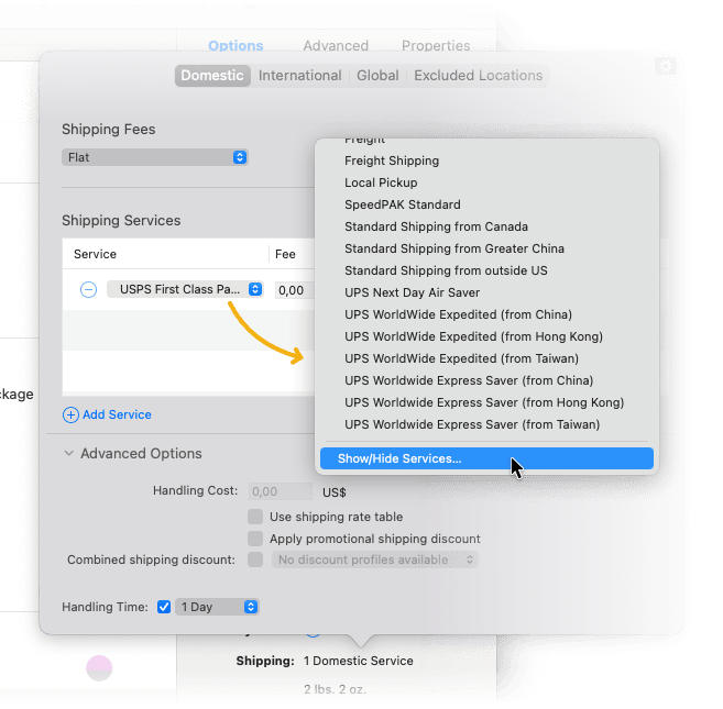 Hide Unneeded Shipping Services