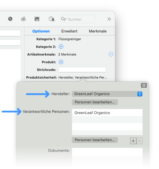 Produkt-Personen in den Produktsicherheit-Einstellungen auswählen Produkt-Personen in den Produktsicherheit-Einstellungen auswählen