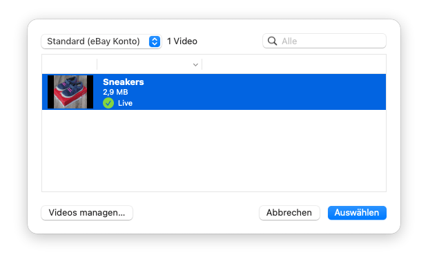 Select Video Panel Select Video Panel