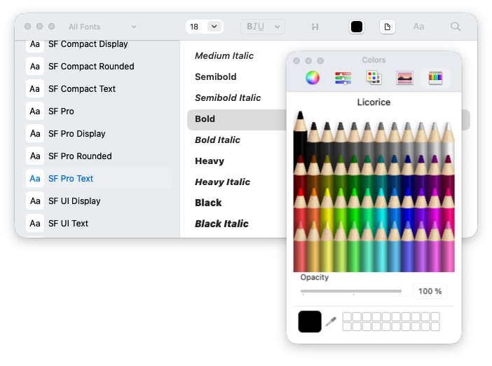 Show Font Panel