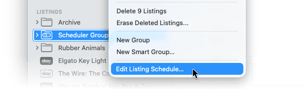 Edit Listing Schedule