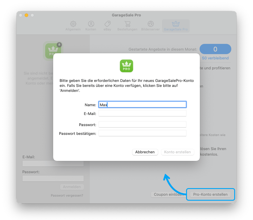 Create a Pro Account Create a Pro Account