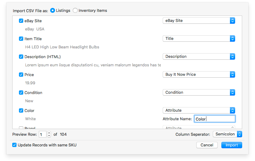 CSV Import