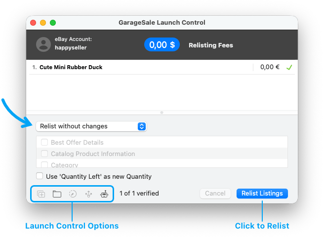 Relisting Options