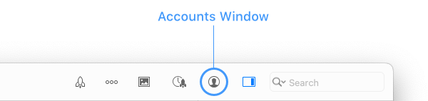 Accounts Button in Toolbar