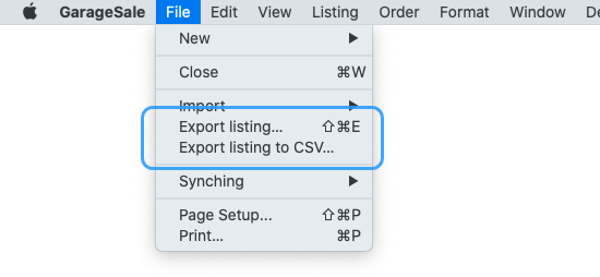 Export options